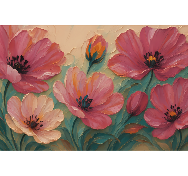 벽화 화장실 그려진 꽃 예술 - TenStickers