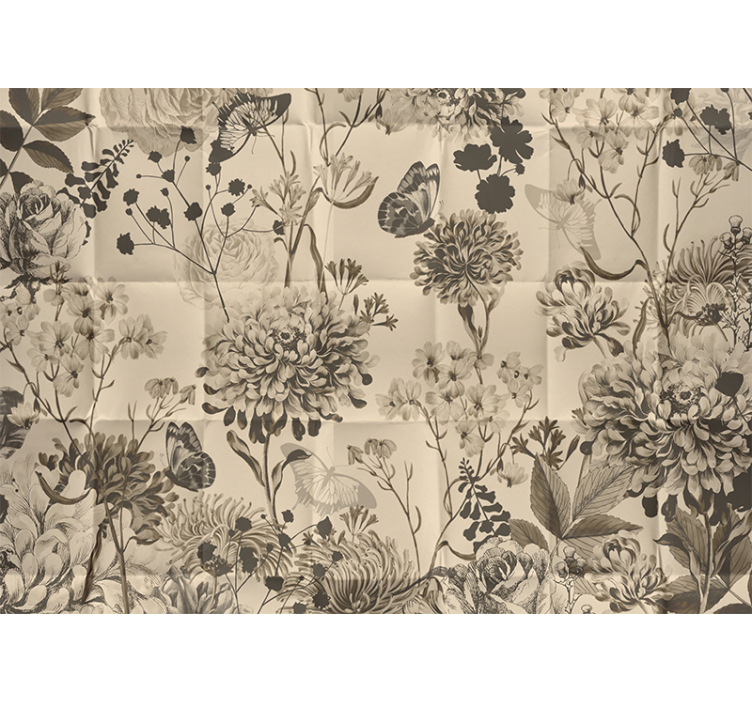 포토 뮤럴 마스터 침실 베이지색 꽃무늬 디자인 - TenStickers