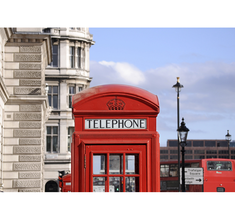 런던 벽 벽화 런던 전화 부스 - TenStickers
