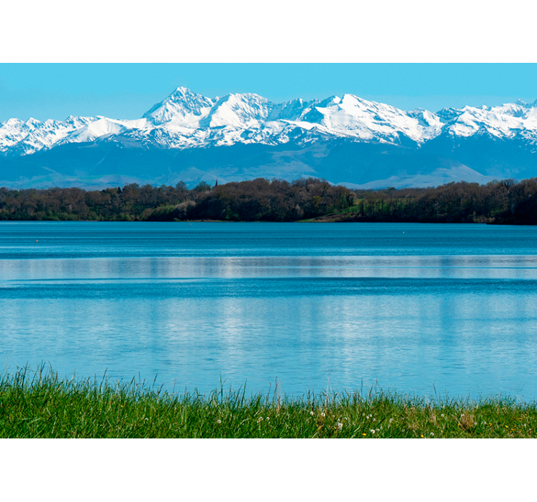 피레네 산 벽 벽화에 호수 - TenStickers