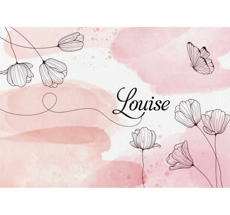 이름 사용자 정의 벽화와 아름다운 꽃 - TenStickers