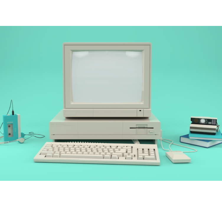 오래 된 pc 빈티지 벽 벽화 - TenStickers