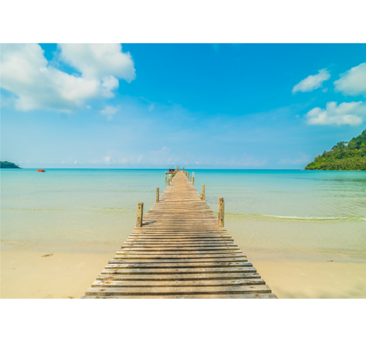 벽화 바다 나무 부두 전망 - TenStickers