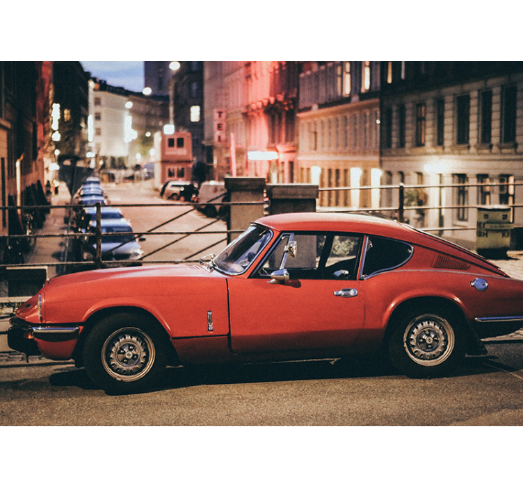 차량 벽 벽화 시대를 초월한 진홍색 자동차 - TenStickers