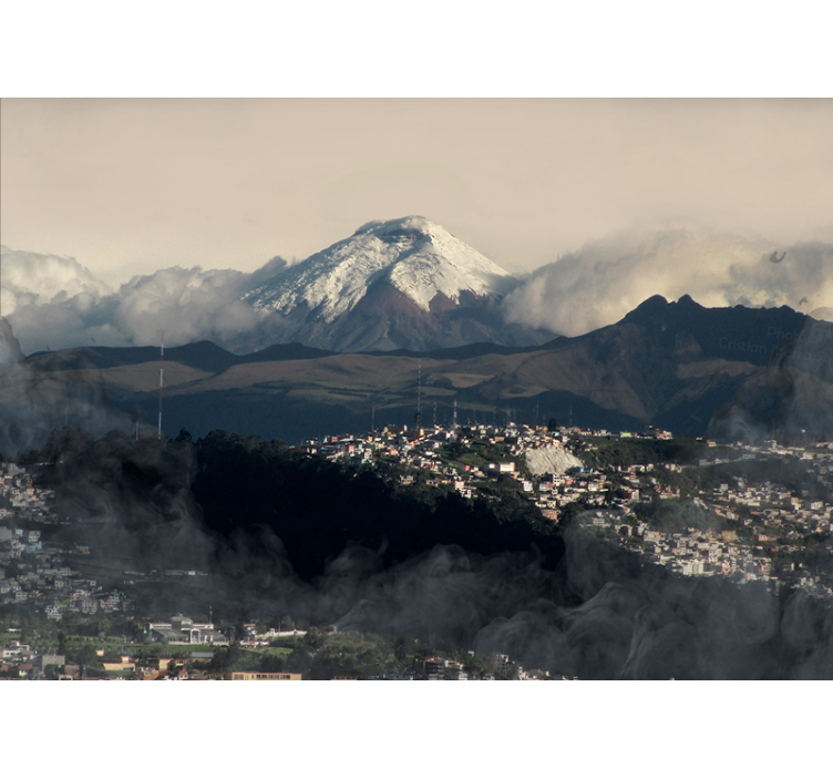 산 벽 벽화 눈 덮인 산 풍경 - TenStickers