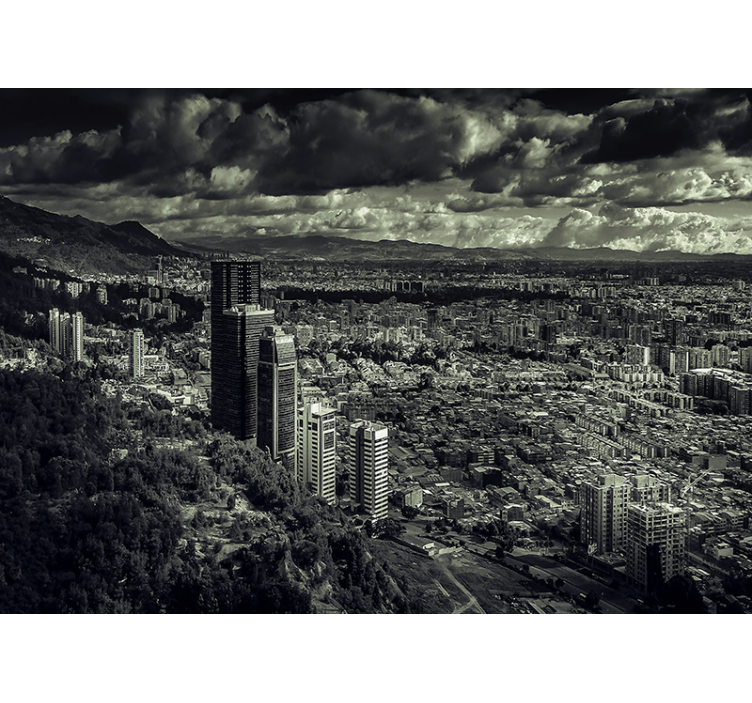 도시와 국가 벽 벽화 산 전망 도시 풍경 - TenStickers