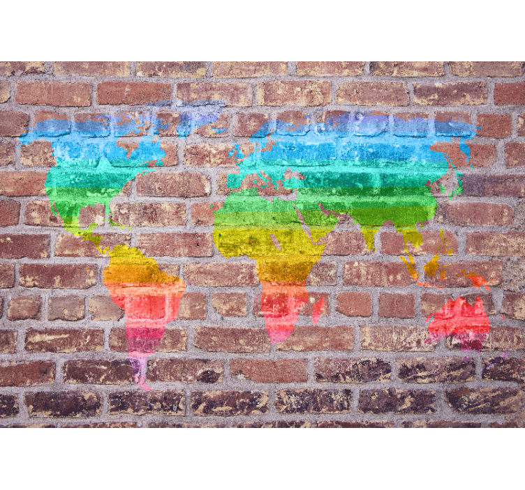 세계지도 벽 벽화 다채로운 지리적 표현 - TenStickers