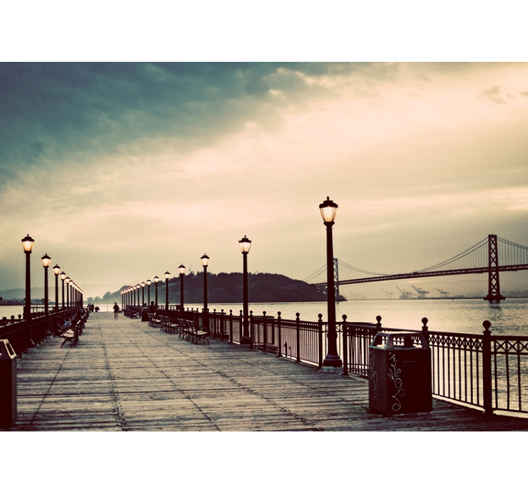 도시와 국가 벽 벽화 경치 좋은 해안 전망 - TenStickers