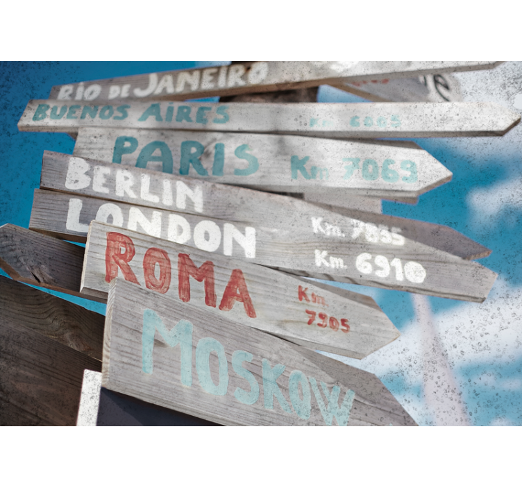 도시와 국가 벽 벽화 세계 도시 방향 안내 - TenStickers