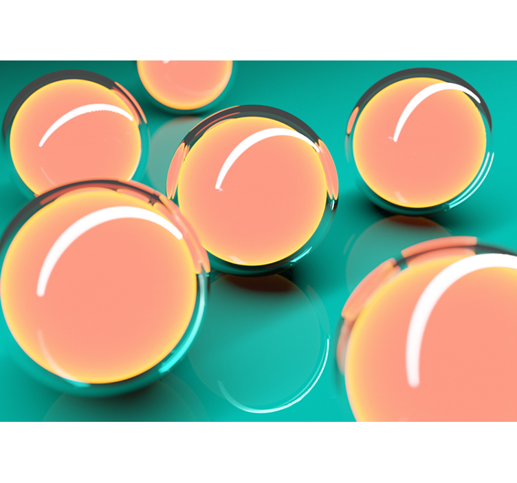 초록 벽 벽화 떠다니는 투명한 구체 - TenStickers