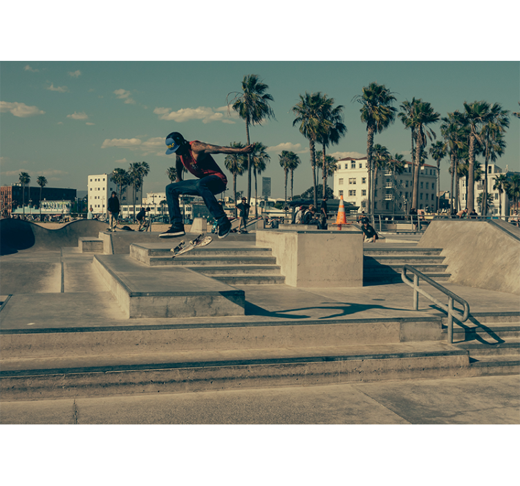 Murales de arte urbano 스케이트보드 선수의 역동적인 모습 - TenStickers