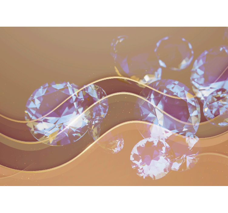 초록 벽 벽화 반짝이는 수정 파도 - TenStickers