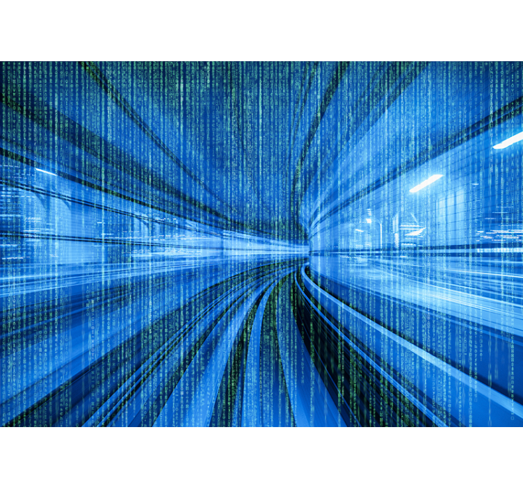 초록 벽 벽화 역동적인 디지털 흐름 - TenStickers