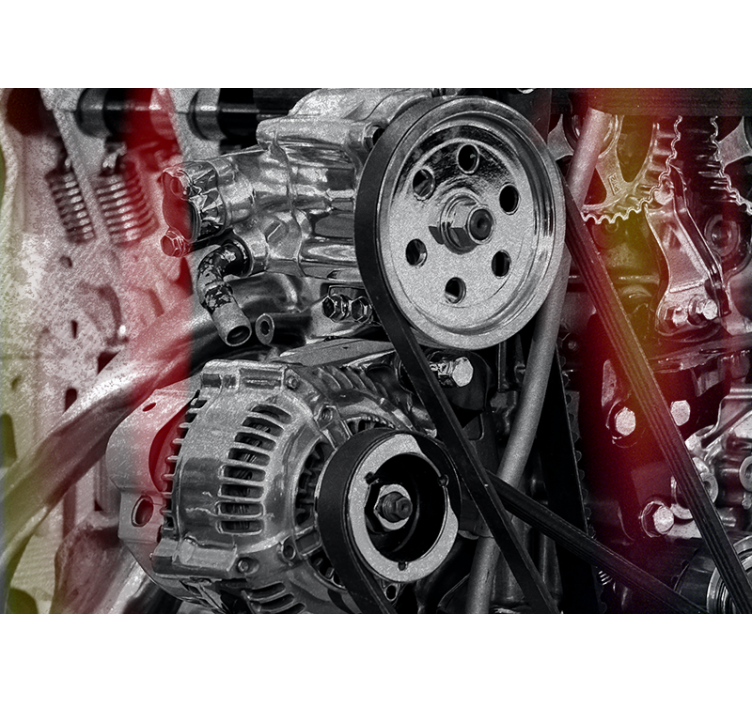 차량 벽 벽화 엔진 부품 클로즈업 - TenStickers