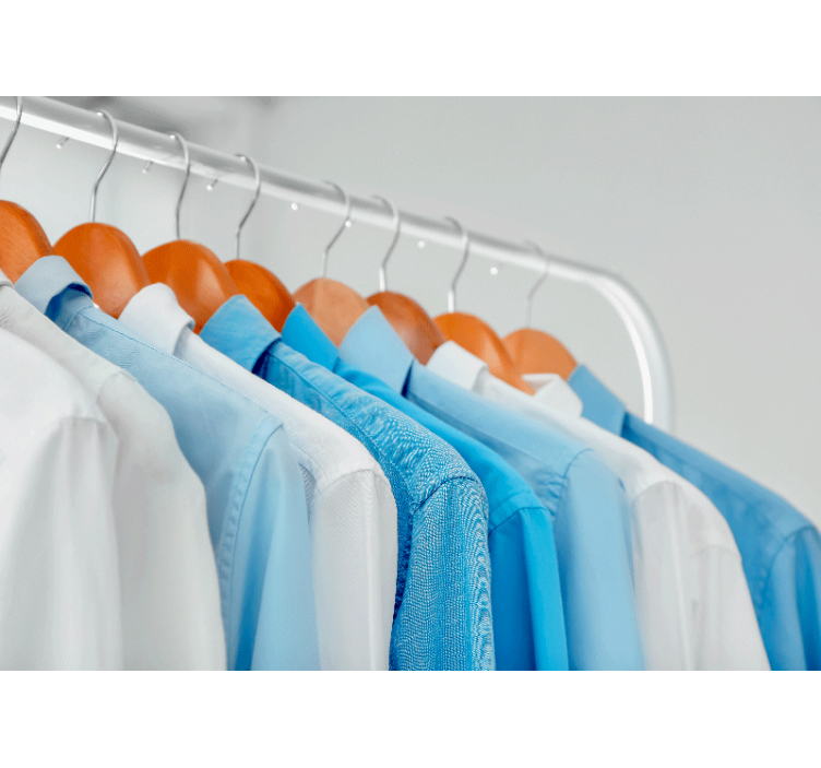 다른 질감과 패턴 벽 벽화 파란색 셔츠 걸기 - TenStickers