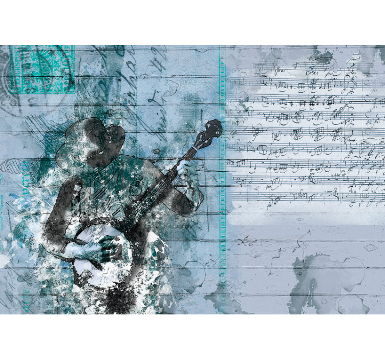 음악 테마 벽 벽화 - 밴조 연주하는 음악가 - TenStickers