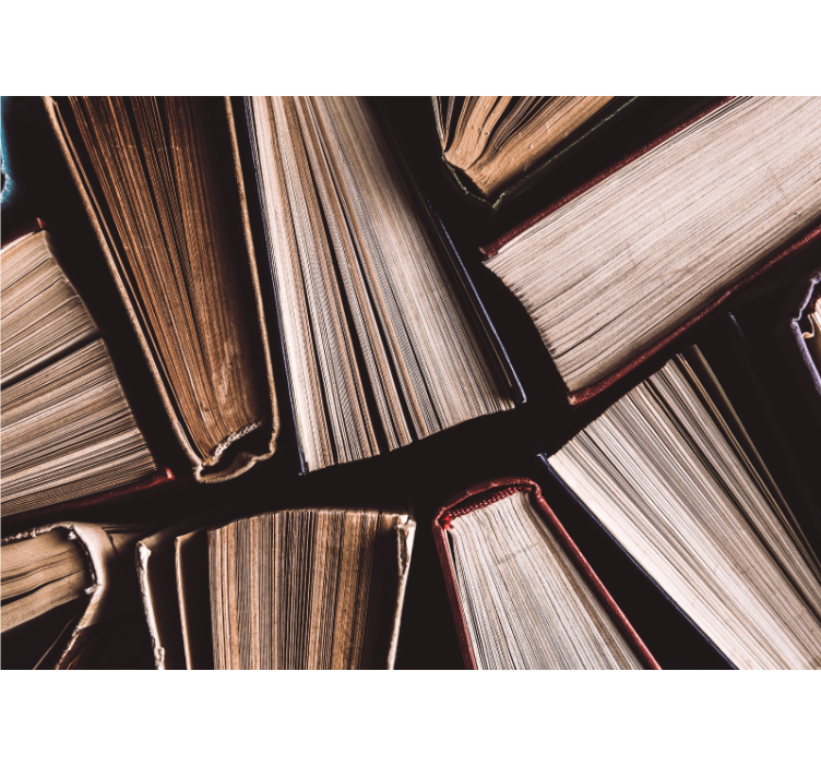 예술 벽화 책이 쌓여 있는 모습 - TenStickers