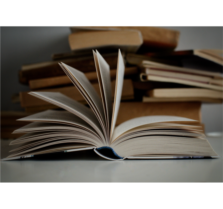 문구 벽 벽화 열린 책 장면 - TenStickers