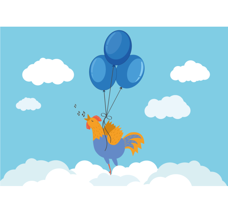 어린이 침실 벽 벽화 노래하는 수탉 풍선 - TenStickers