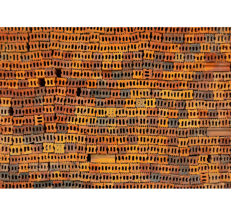 주황색 테라코타 벽돌 벽 벽화 - TenStickers