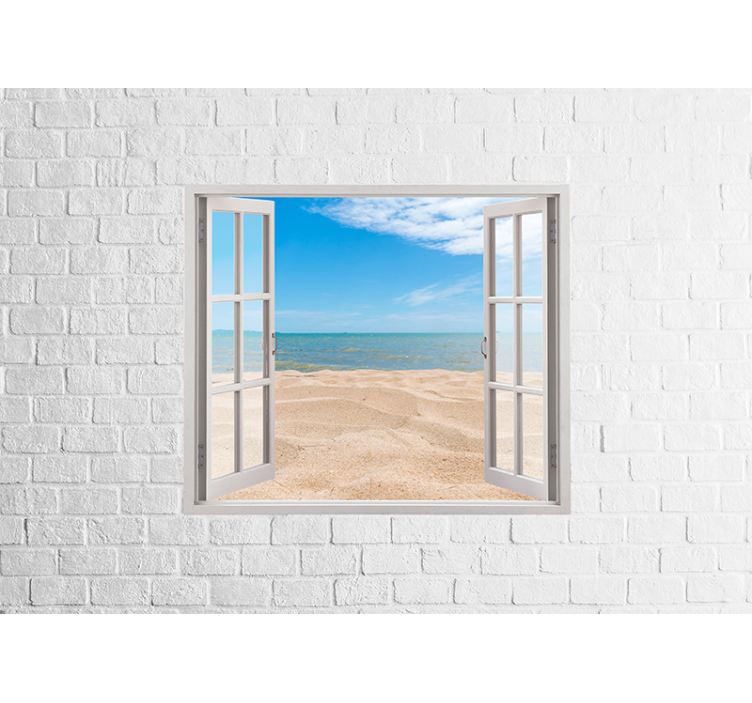 창문이 있는 벽돌 벽 사진 벽돌 벽 벽화 - TenStickers