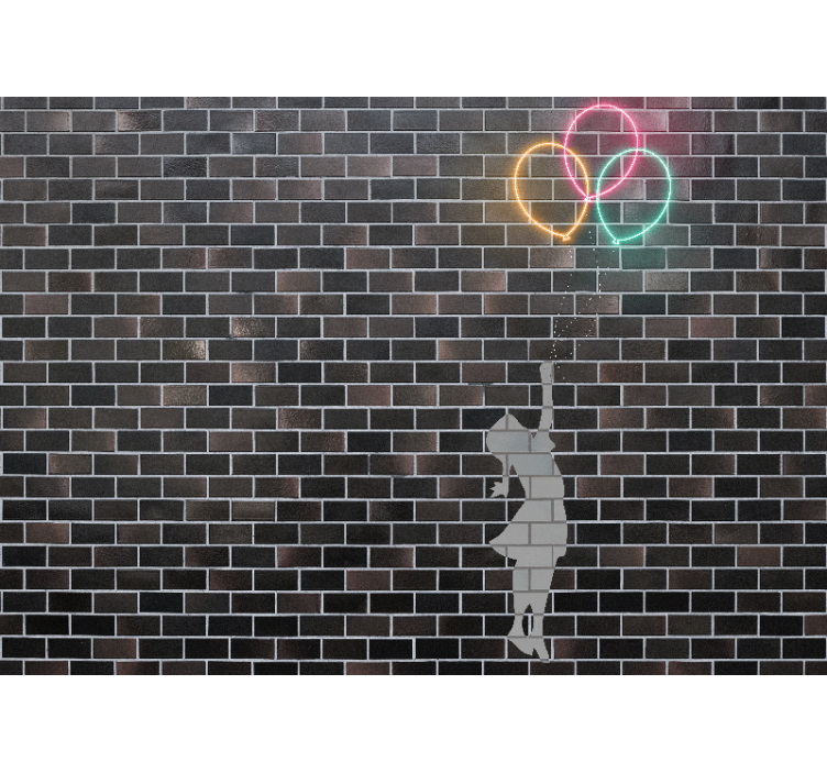 Murales de arte urbano 소녀가 풍선을 잡으려는 모습 - TenStickers