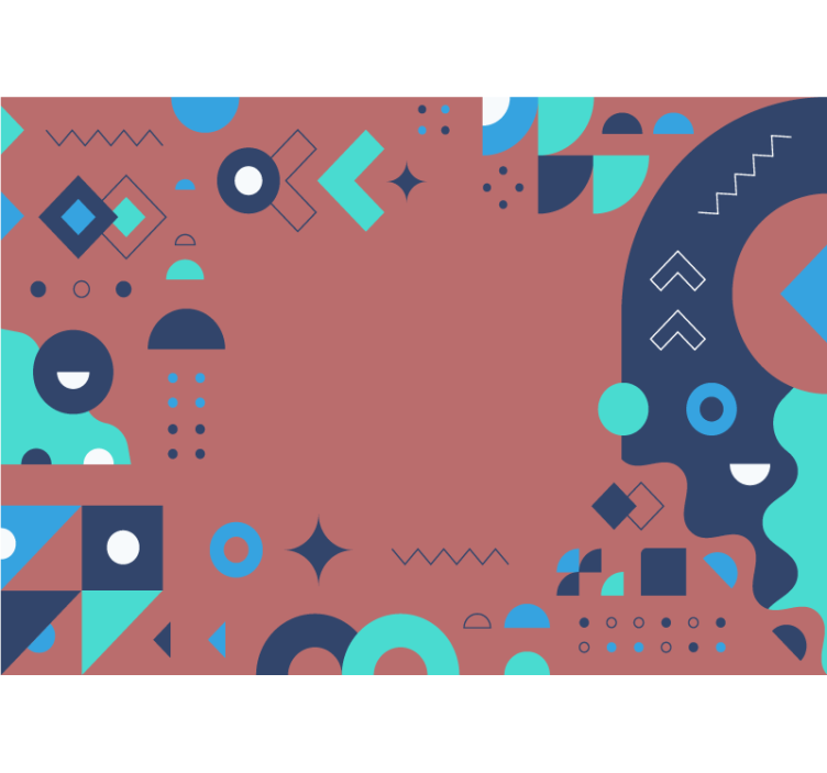 초록 벽 벽화 기하학적 패턴 구성 - TenStickers