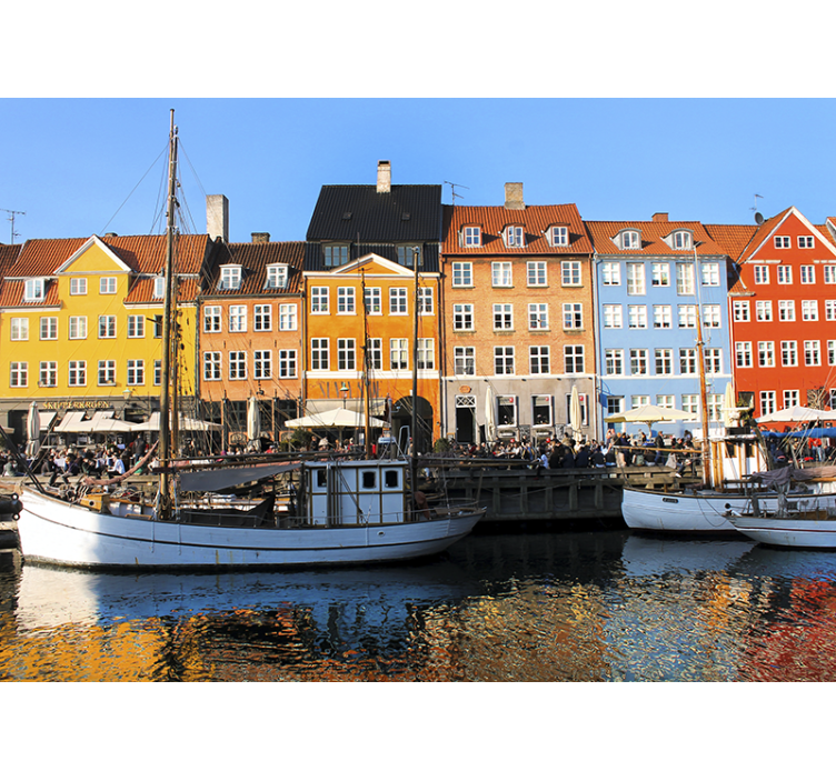 도시와 국가 벽 벽화 생동감 넘치는 호숫가 주택 - TenStickers