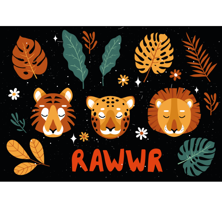 어린이 침실 벽 벽화 장난기 가득한 정글 동물 - TenStickers