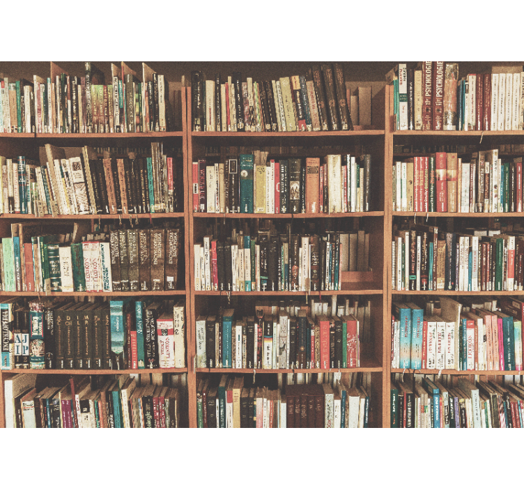 흐린 책장 오래된 책 사무실 벽 벽화 - TenStickers