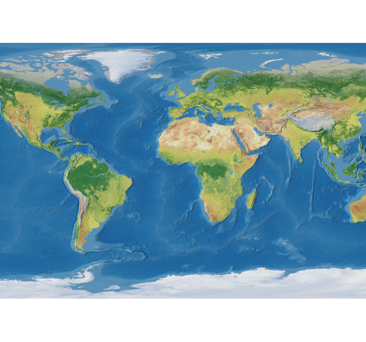 지리적 현실적인 세계지도 3d 벽화 - TenStickers