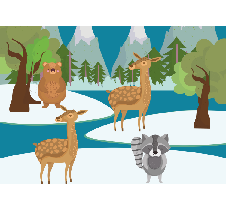 어린이 침실 벽 벽화 숲속 동물 그림 - TenStickers