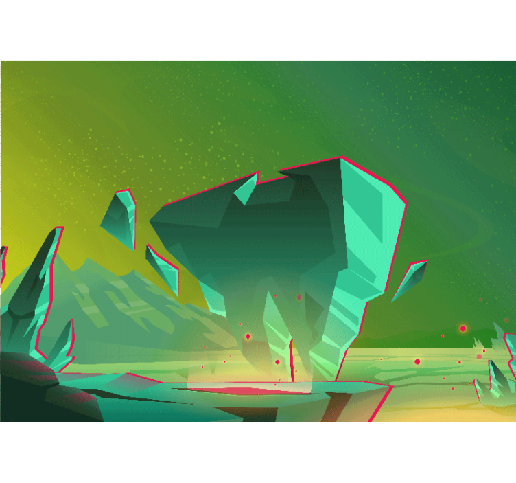 초록 벽 벽화 기하학적 초록 형태 - TenStickers