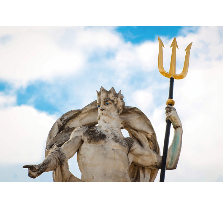 삼지창 동상 예술 벽 벽화를 들고 남자 - TenStickers