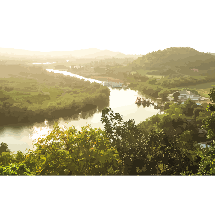 풍경 벽 벽화 평온한 강 전망 - TenStickers