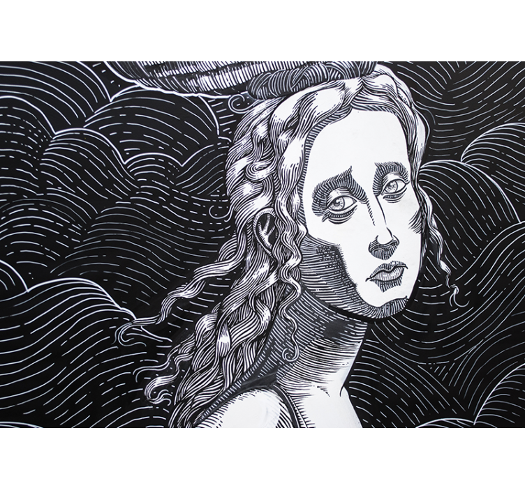 예술 벽화 정교한 여성 초상화 - TenStickers