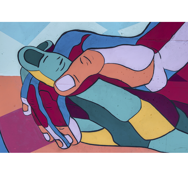 사랑 벽 벽화 다채로운 손의 포옹 - TenStickers