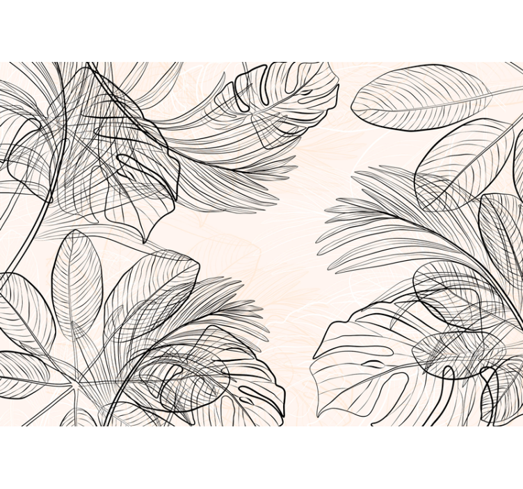 따뜻한 색의 얇은 잎 모양의 욕실 벽화 - TenStickers