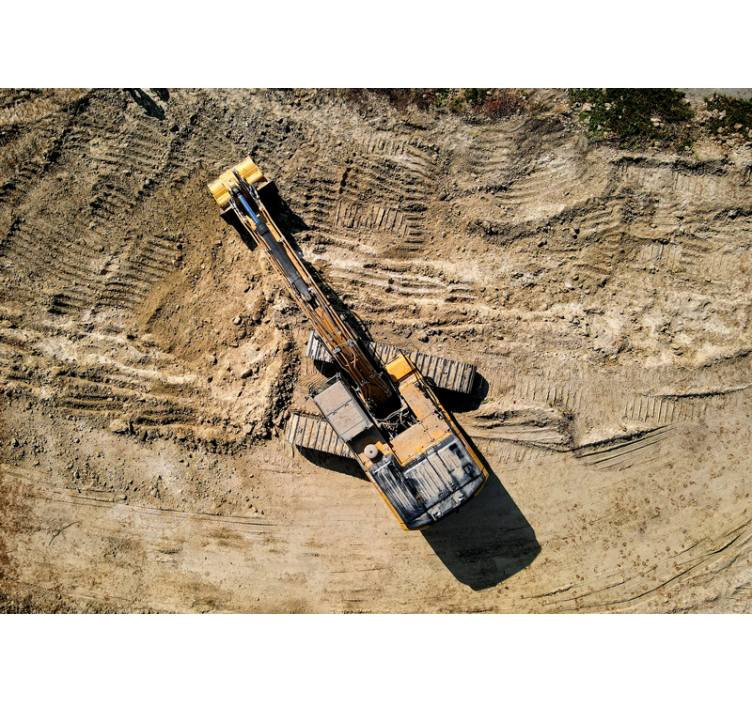 차량 벽 벽화 굴삭기 작업 중 - TenStickers