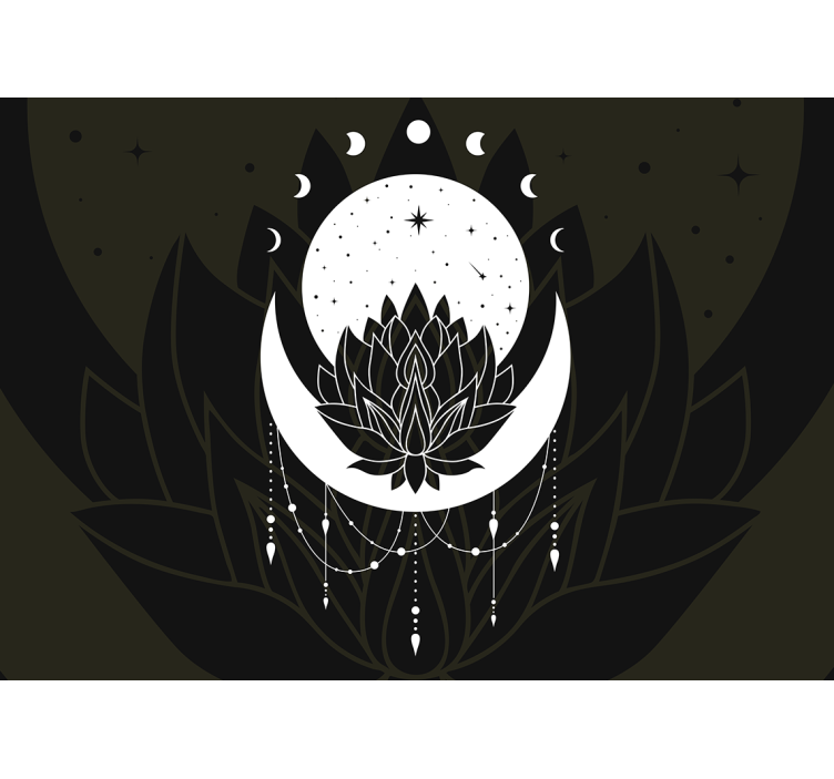 연꽃 독특한 패턴 만다라 벽화 - TenStickers