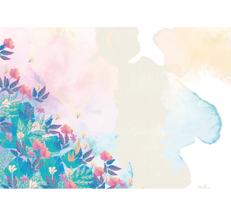 초록 벽 벽화 생동감 넘치는 꽃의 물결 - TenStickers