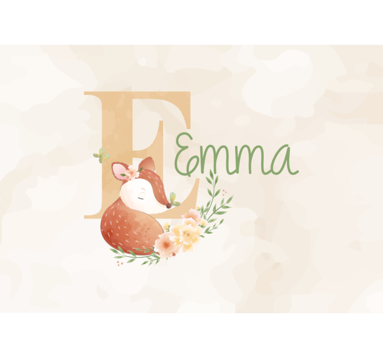 어린이 침실 벽 벽화 개인화된 여우 디자인 - TenStickers