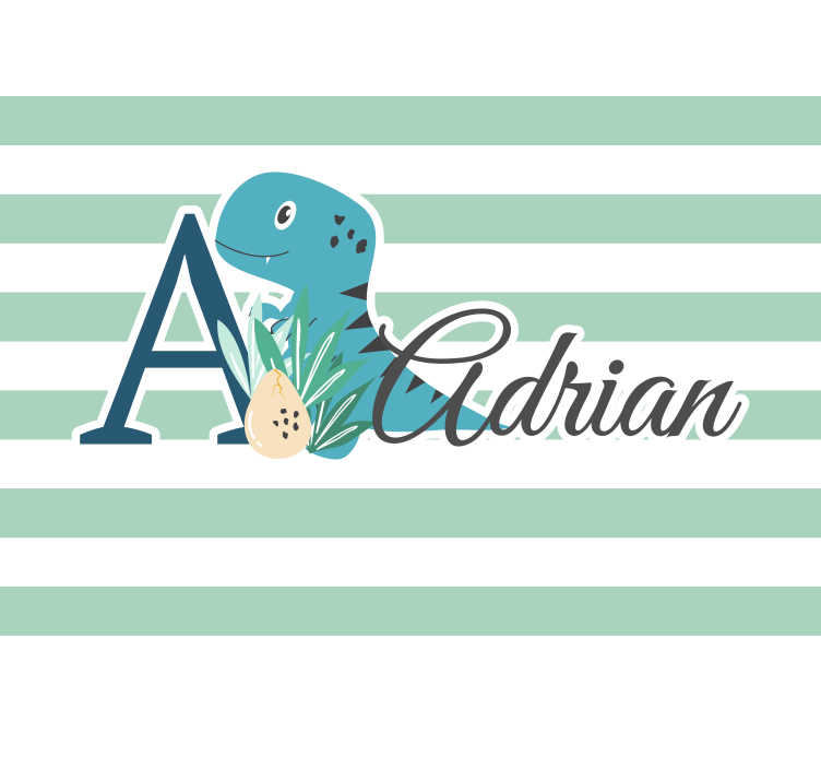 어린이 침실 벽 벽화 t-렉스 이니셜과 이름 포함 - TenStickers