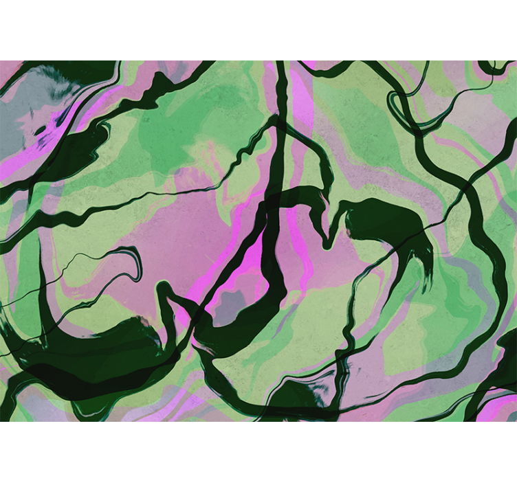 초록 벽 벽화 유기적 형태 구성 - TenStickers