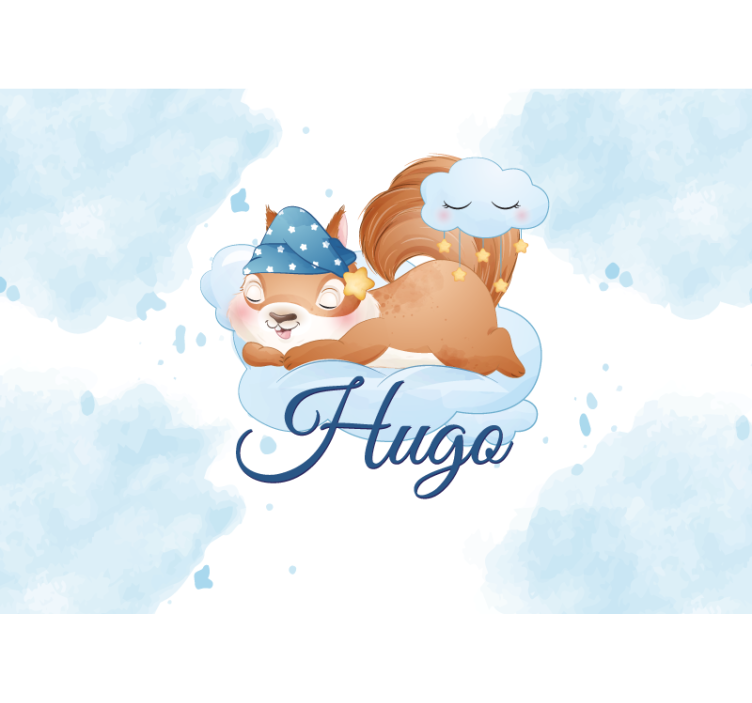 이름 보육 벽화와 소년을위한 귀여운 다람쥐 - TenStickers