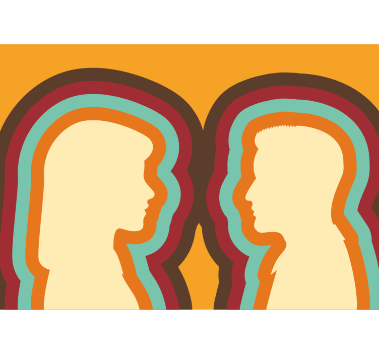 사랑 벽 벽화 커플 실루엣 - TenStickers