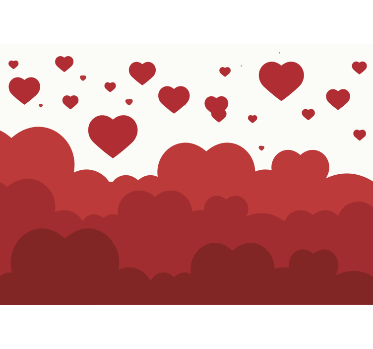 사랑 벽 벽화 떠다니는 하트 구름 - TenStickers