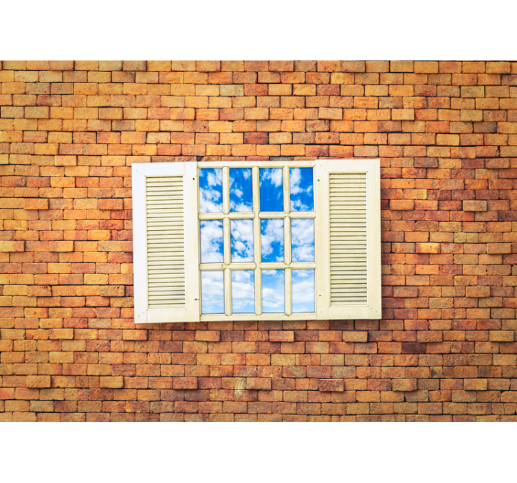 하늘 일몰 벽화가 있는 열린 창 - TenStickers