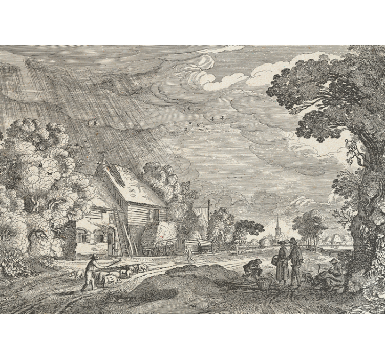 풍경 벽 벽화 시골 풍경 묘사 - TenStickers