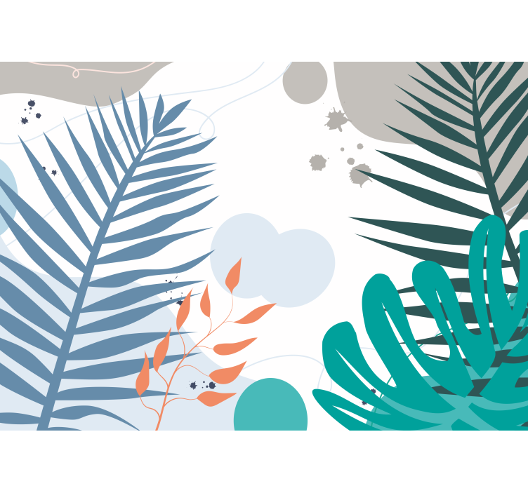 포토 뮤럴 자연 스타일화된 잎 모티프 - TenStickers